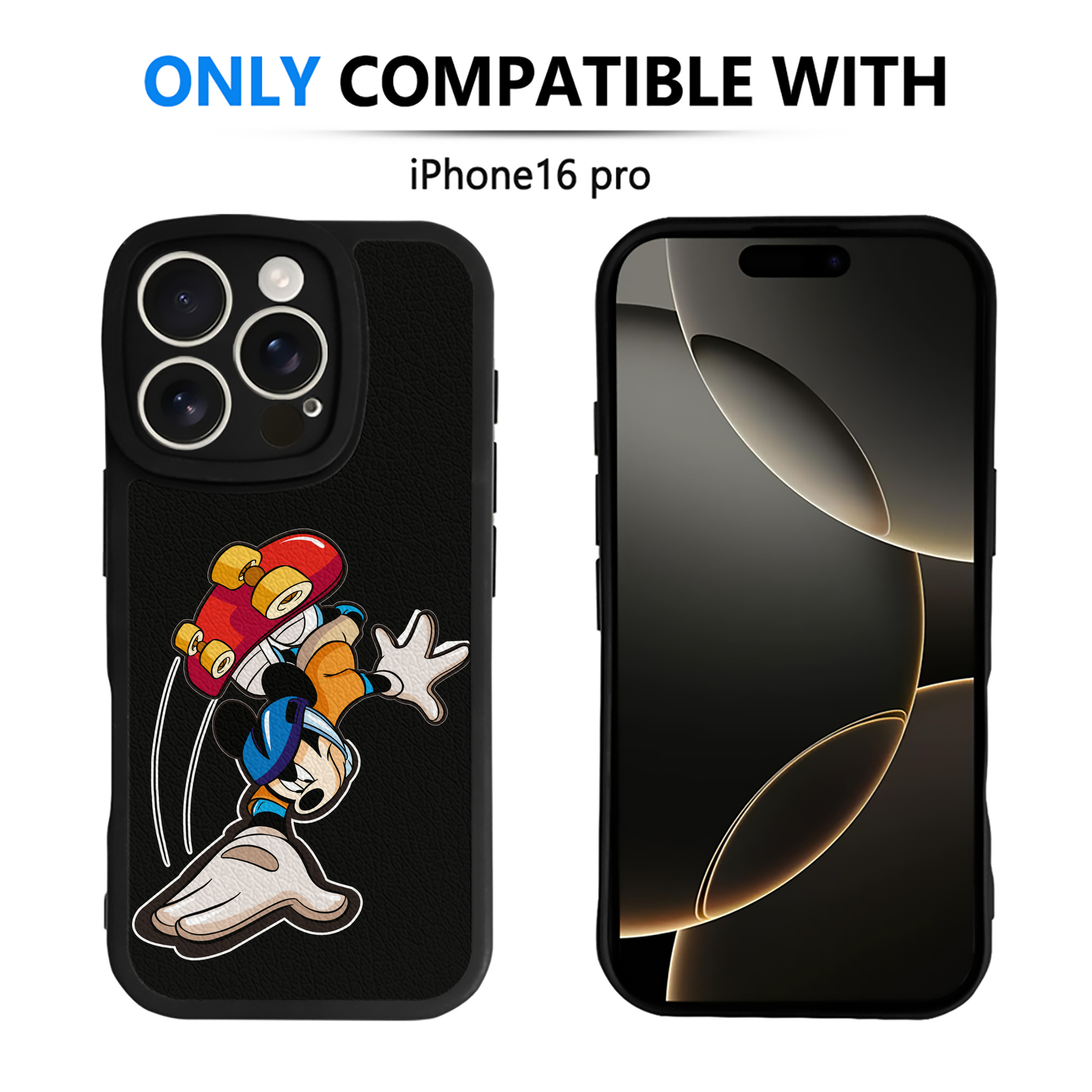 （画像用） ミッキーマウス Mickey Mouse 【iPhone 16シリーズ対応】シリコンスマホケース（レザー調） 材質：シリコン
